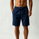 Wiaofellas  -  Men American Summer Linen Shorts Thin Cotton Linen Loose Plus Size Casual Five Inch Drawstring Shorts