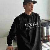 WIAOFELLAS  -  Heavy cotton Japanese street printed long-sleeved T-shirt for men in autumn loose and simple small neckline inner t-shirt