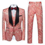 Wiaofellas  -  Spring Autumn New Fashion Men's Casual Trendy Slim 3 Pieces of Suit Sets Printed Turn-down Collar Blazers Pants Waistcoat Male