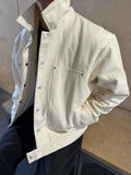 WIAOFELLAS  -  Fashionable Mens Long Sleeve Button-up Coats Streetwear Spring Fall Casual Solid Color Jacket Coat For Men Vintage Lapel Jackets