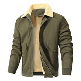 Wiaofellas  -  Male Casual Jacket With Fleece Collar And Washed Jacket Teen Fleece Jacket Mens Fleece Zip up Vest