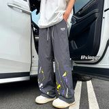 Wiaofellas  -  High Street Fashion Printing Letter Design Brand Wide Leg Casual Long Pants Men's Loose Hip Hop Street All-match Male Pants