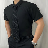 WIAOFELLAS  -  Men's Solid Color Short-Sleeved Shirt American Retro Fashion Trend Casual Simple Loose Breathable 2025 Summer New Men's Tops