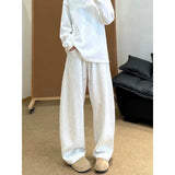 WIAOFELLAS  -  American Sle Wide Leg Straight Cut High Waist Trousers Cleanfit Sports Casual Long Pants for Men Autumn Season