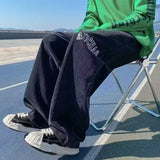 WIAOFELLAS  -  Autumn Retro Letter Print Corduroy Pants For Men Korean Fashion Baggy Trousers Casual Y2K Streetwear Pantalon Hommes Sweatpants