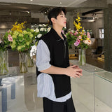 Wiaofellas  -  Summer Polo Shirt Men Short Sleeve Patchwork Harajuku Style Mens Fashion Shirt Hip Hop Top Tees Male Clothing Shirts E208