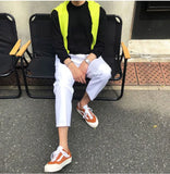 WIAOFELLAS  -  Fashionable Simple Long Sleeved T-shirt Solid Color Loose Sunscreen Tops Korean Slightly Transparent Thin Men's Bottom Tshirts