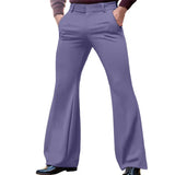 Wiaofellas  -  Men Flare Dress Pants Solid Color Button-down Casual Slightly Flared Trousers Luxury Premium British Elegant Straight Pant S-3XL