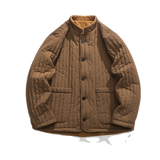 WIAOFELLAS  -  Men Vintage Quilted Cotton Parkas Men Solid Color Standing Collar Coats Chinese Style Harajuku Plush Warm Jacket Wear Both Sides