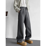 WIAOFELLAS  -  Grey Black Suit Pants Men Fashion Society Mens Dress Pants Korean Loose Casual Straight Pants Mens Office Formal Trousers 4XL