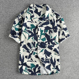 WIAOFELLAS  -  Hawaiian trend short sleeve shirt with abstract pattern Men's seersucker cool breathable comfortable casual shirt
