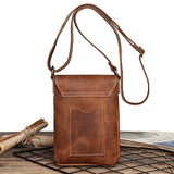WIAOFELLAS  -  Retro Flip Black Small Shoulder Bag for Men Genuine Leather Sling Crossbody Bags Minority Design Man Simple Mobile Phone Bag