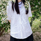 Wiaofellas  -  Korean High-end Design Shirt Chinese Style Retro Neutral Short-sleeved Top Summer Thin Personalized Casual Loose Elegant Shirt