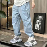 WIAOFELLAS  -  Mens Leggings Hook And Loop Fastener Thin Trousers Streetwear Breathable Versatile Jogging Casual Pants Men'S Clothing Spring
