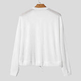 WIAOFELLAS  -  Men Shirt Solid Hollow Out See Through Long Sleeve Men Clothing Sexy Streetwear Fashion Party Casual Tops Male Shirts