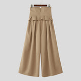 WIAOFELLAS  -  Men Wide Leg Pants Solid Color High Waist Joggers Casual Trousers Men Pleated Streetwear 2025 Fashion Male Pants S-5XL