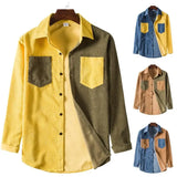 Wiaofellas  -  New Men's Long-sleeved Shirt Fashion Trend Shirt Color Matching Spring and Autumn Stitching Shirt