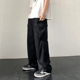 Wiaofellas  -  Men's Cargo Pants Summer Wide Male Trousers Straight White New In With Trend Unique Cotton Aesthetic Fashion Spandex Designer