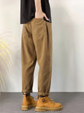 WIAOFELLAS  -  Loose Fit Casual Cotton Pants for Men with Elastic Waist Large Size Waed Harlan Nine Point Pants Autumn Winter Pure Cotton