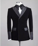 Wiaofellas  -  Slim Fit Dots Men Suits Dots Groom Tuxedos For Wedding Party Slim Fit 2 Pieces Black Velvet Smoking Blazer (Jacket+Pants)