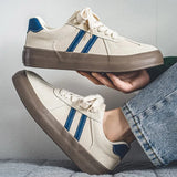 WIAOFELLAS  -  Men Casual Sneakers Lace Up Simple Design Skateboard Flats Outdoor Running Sports Shoes Platform Trainers Sneaker For Male 39-44