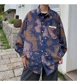 WIAOFELLAS  -  Gradient Color Long Sleeved Shirt for Men New Hong Kong Style Loose Fitting Shirt American Trend Jacket British Yuppie Men's