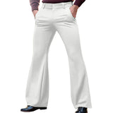 Wiaofellas  -  Men Flare Dress Pants Solid Color Button-down Casual Slightly Flared Trousers Luxury Premium British Elegant Straight Pant S-3XL