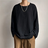 WIAOFELLAS  -  Spring Autumn Round Neck Loose T-Shirt Men Cotton Linen Long Sleeve Casual Male Tshirt Comfortable Breathable Hip Hop Tees Tops