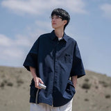 WIAOFELLAS  -  Working Short-sleeved Shirt Men's Summer Japanese Retro Loose Casual Half-sleeved Shirt American Handsome Fashion Jacket