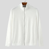 WIAOFELLAS  -  Men Sweatshirts Solid Color Stand Collar Long Sleeve Zipper Male Cardigan Streetwear Autumn Fashion Casual Hoodies