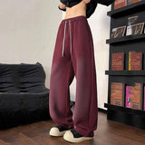 WIAOFELLAS  -  Gradient Color Men's Sweatpants Casual Drawstring Loose Straight Korean Style Wide Leg Elastic Waist Male Bottom