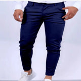 Wiaofellas  -  Men's Burgundy Slim Fit Chino Pants Stretch Skinny Trousers with Button Closure