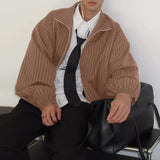 WIAOFELLAS  -  Men Jackets Striped Lapel Long Sleeve Zipper Loose Casual Male Coats Streetwear Fashion Leisure Thin Jackets Men S-5XL