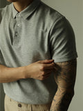 WIAOFELLAS  -  Fashionable Mens Slim Fit Polo Shirts Short Sleeve Button Turn-down Collar Polo Shirt Spring Summer Casual Men Solid Color Polos