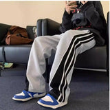 Wiaofellas  -  Men's Casual Wide Autumn Winter Straight Pants Male Trousers Striped Cotton Sale Slacks Baggy Streetwear New In Aesthetic Hot