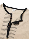 WIAOFELLAS  -  95% Linen Shirt Mens Patchwork Henry Collar Long Sleeved Pullover Top Spring Autumn Casual loose sports shirts Tee Streetwear