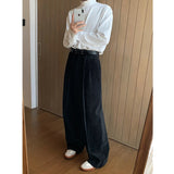 WIAOFELLAS  -  Black Suit Pants Men Oversized Fashion Society Mens Dress Pants Korean Loose Wide Leg Pants Mens Office Formal Trousers M-3XL