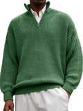 Wiaofellas  -  Autumn Winter Men Zipper Polos Collar Sweater Solid Sweatshirts Pullover Men's Knitted Loose Tees Shirt Oversized Tops S-5XL