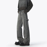 WIAOFELLAS  -  American Retro Wide-leg Jeans for Men New Style High Street Washed Denim Fabric Pants Youth Casual Loose Baggy Jeans Trousers