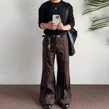 Wiaofellas  -  Summer New Men's Solid Color Straight Trousers American Retro Fashion High Street Trend Slim Casual Breathable Men's Bottoms