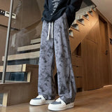 WIAOFELLAS  -  Corduroy Tie-dye Irregular Pants for Men American Loose Casual Sports Wide-leg Trousers