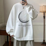 WIAOFELLAS  -  Round Neck Hoodie Men's New Versatile Long Sleeved American High Street Loose Top