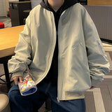 WIAOFELLAS  -  Men's Pocket Zipper Jacket Male Casual Streetwear Loose Hip Hop Slim Fit Solid Color Baseball Coats Men Clothing A04