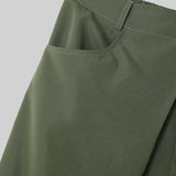 WIAOFELLAS  -  Men Pants Solid Color Button Joggers Loose Pleated Wide Leg Trousers Men Streetwear Fashion Casual Long Pants S-5XL