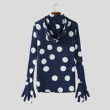 WIAOFELLAS  -  Men T Shirt Polka Dot Printing Turtleneck Gloves Long Sleeve Male Tee Tops Streetwear Pleated Fashion Casual Camisetas