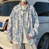 WIAOFELLAS  -  Tie-dye Street Denim Jacket Men's Trendy Brand Loose and Handsome Top Washed Work Jacket