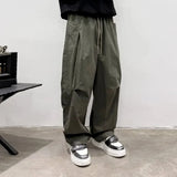 Wiaofellas  -  American Streetwear Patchwork Work Pants Men's Autumn 3D Tailoring Design Straight Leg Casual Pants Trendy Versatile Loose Fit