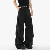 WIAOFELLAS  -  Solid Color Men Suit Pants New Casual Solid Color Pleated Design Baggy Wide Leg Male Flared Trousers Spring Simple