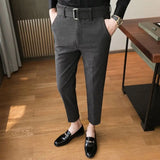 WIAOFELLAS  -  Autumn and Winter Men's Fashion Solid Color Fabric Casual Thickened Wool Business Brushed Straight Tube Versatile Pants