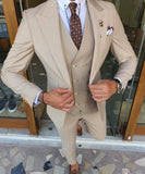 WIAOFELLAS  -  New Solid Color Men's Suit Peak Lapel Slim Fit Casual Set Groom Tailor Made Three Pieces (Blazer+Pants+Vest)